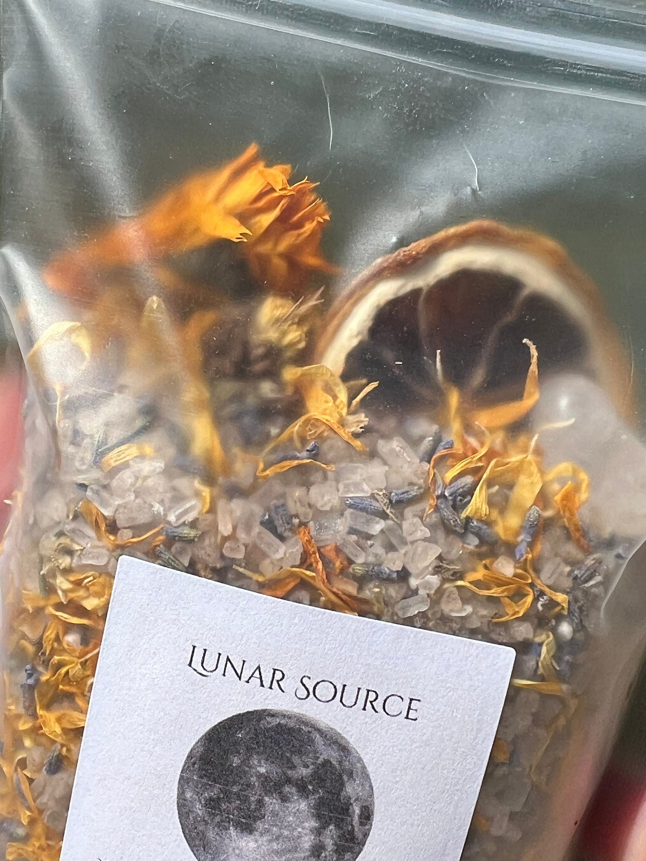 New Moon Ritual Bath Salts | New Beginnings Spiritual Witchy Energy Clearing Herbal Clear Quartz Crystal Bath Soak | Artemis Luna Goddess