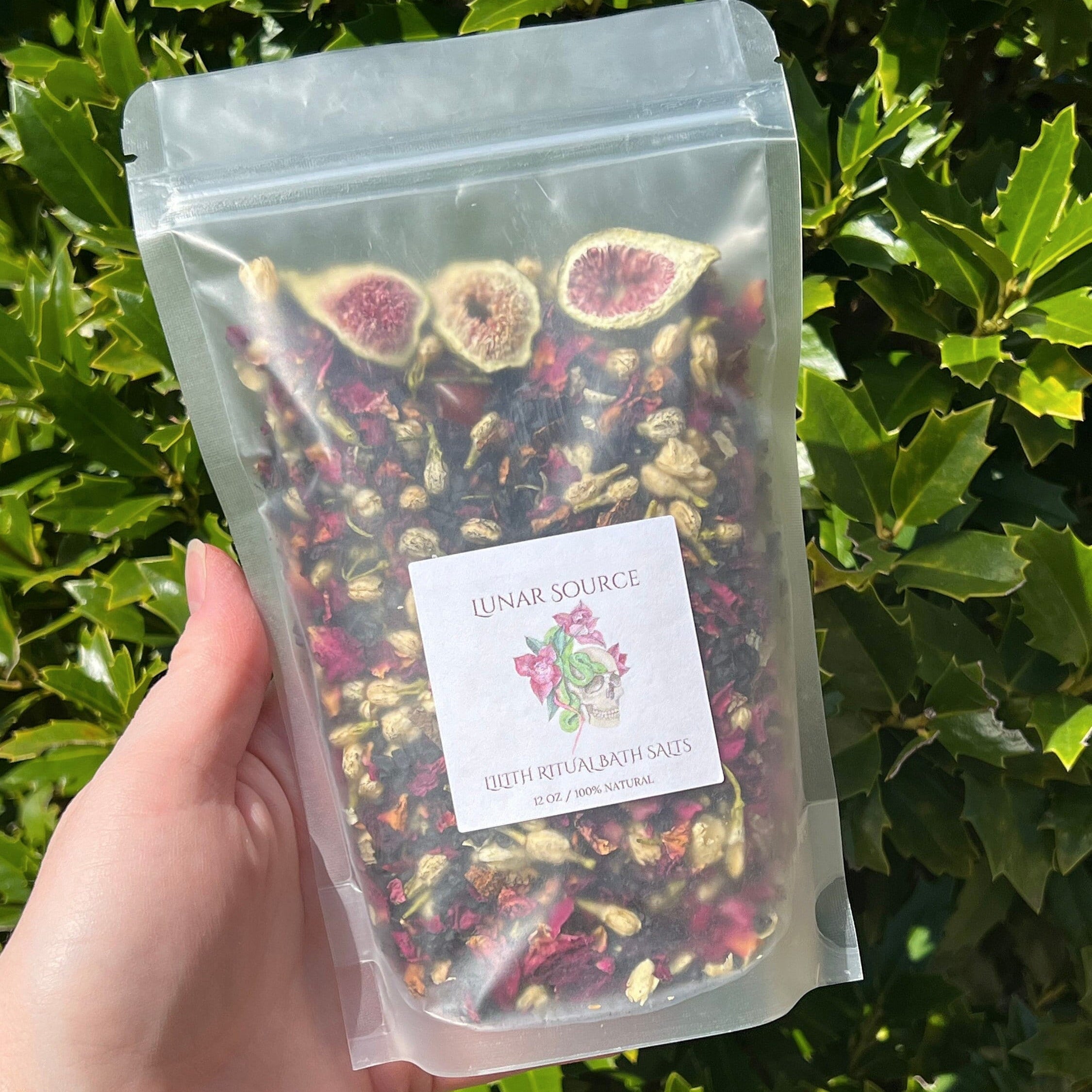 Lilith Ritual Bath Salts | Dark Moon Goddess Offering Lilit Temptress Witchy Devotional Pagan Deity Herbal Carnelian Crystal Black Salt Soak
