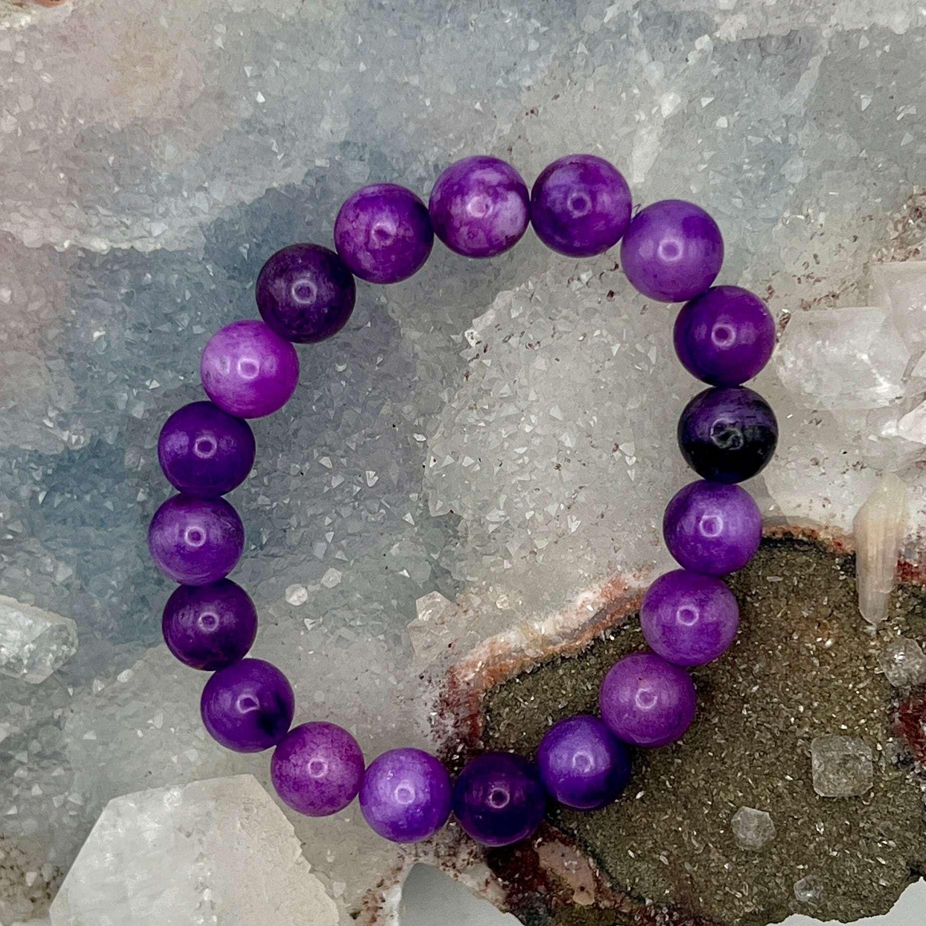 Amethyst Crystal Beaded Bracelet for Calm and Healing