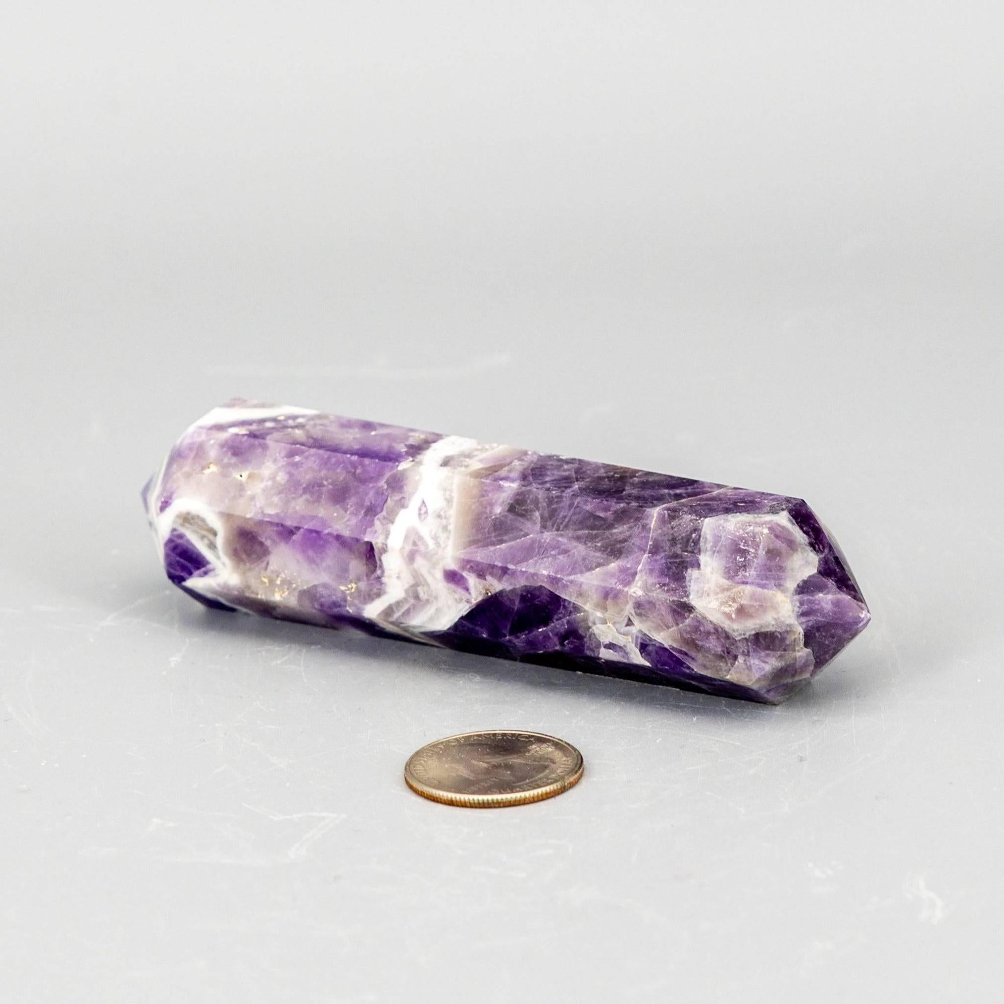 Chevron Amethyst Crystal Double Terminated Point Wand