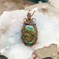 Chrysocolla Wire Wrap Crystal Pendant - Calm Expression