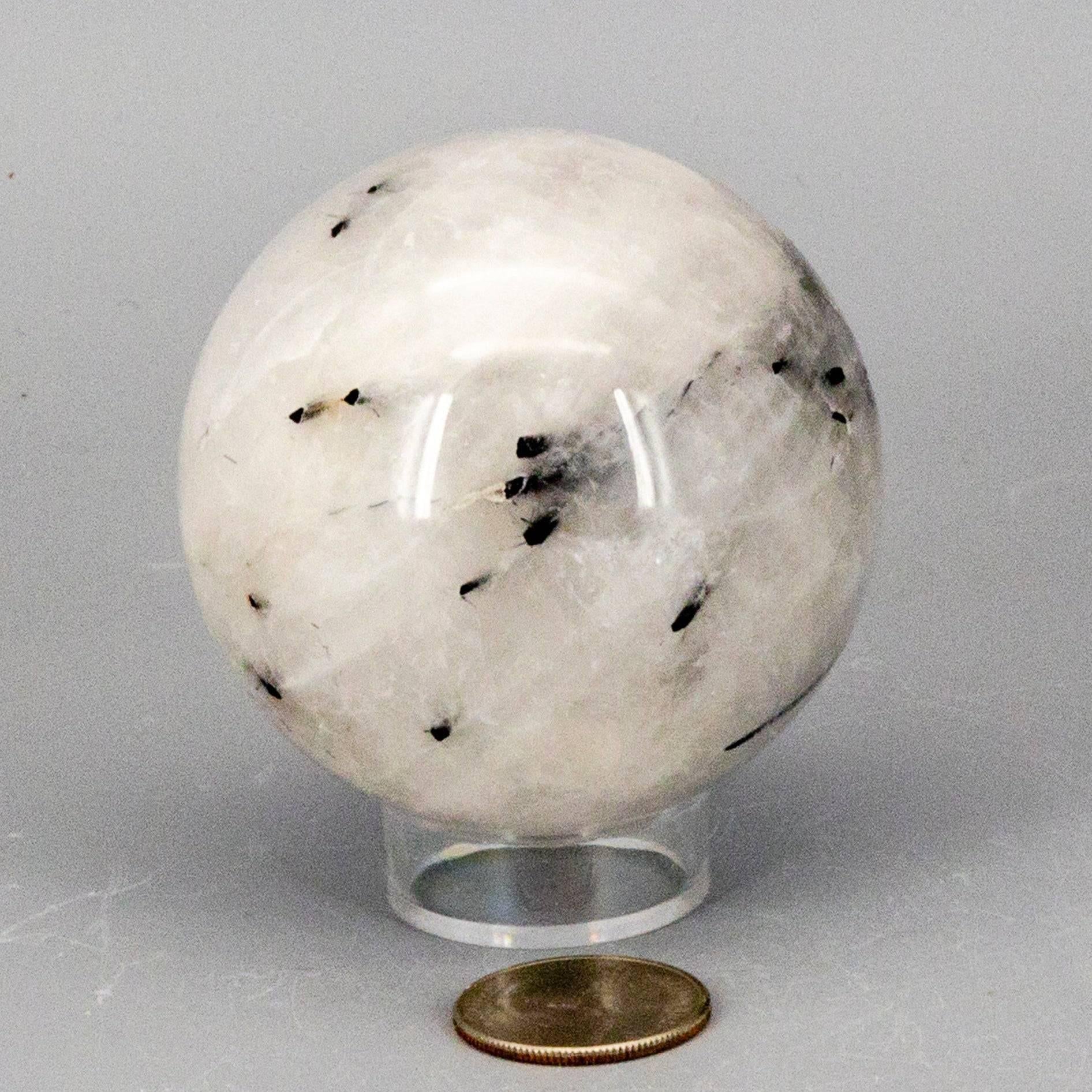 Clear Quartz Black Tourmaline Inclusion Crystal Sphere