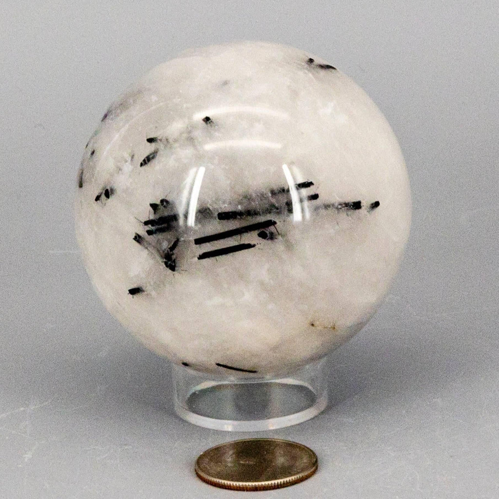 Clear Quartz Black Tourmaline Inclusion Crystal Sphere