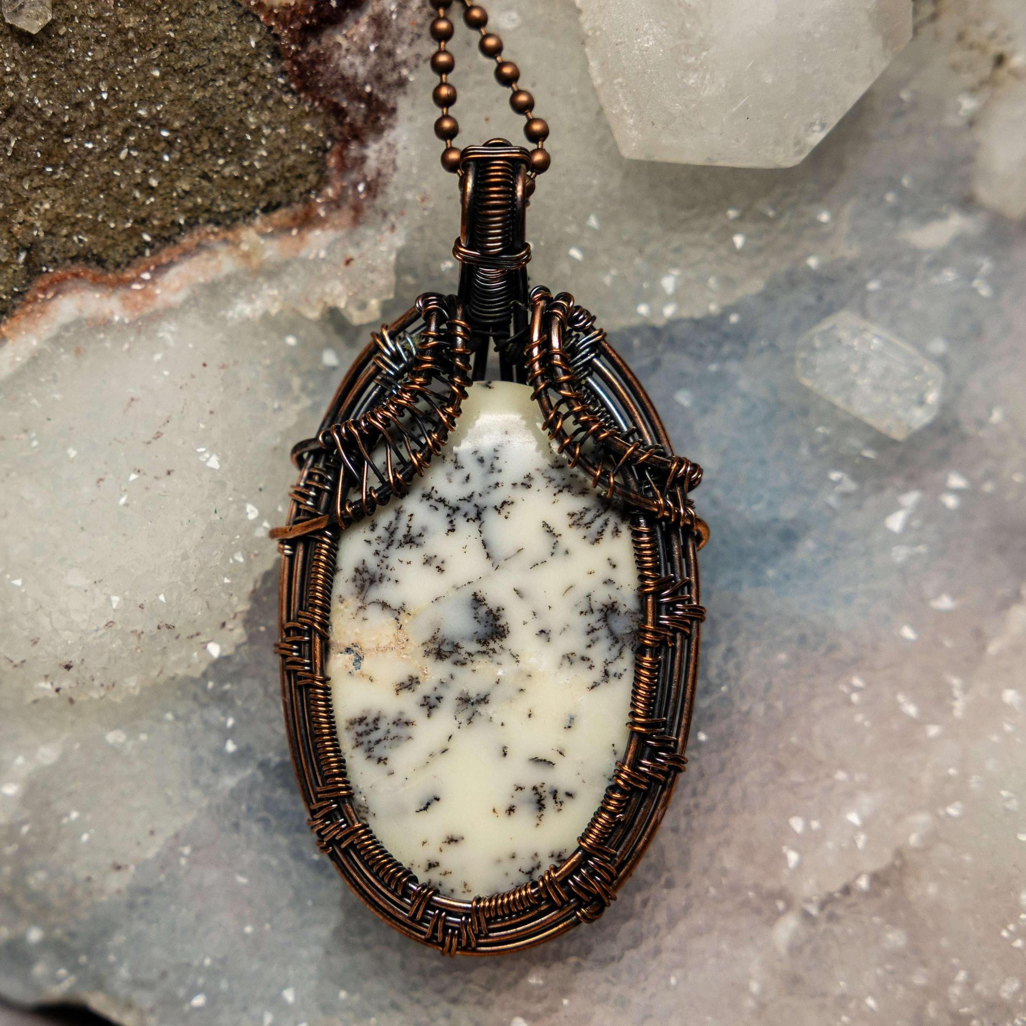 Dendritic Agate Crystal Wire Wrap Pendant #3