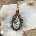 K2 Stone Azurite Copper Wire Wrapped Pendant #2