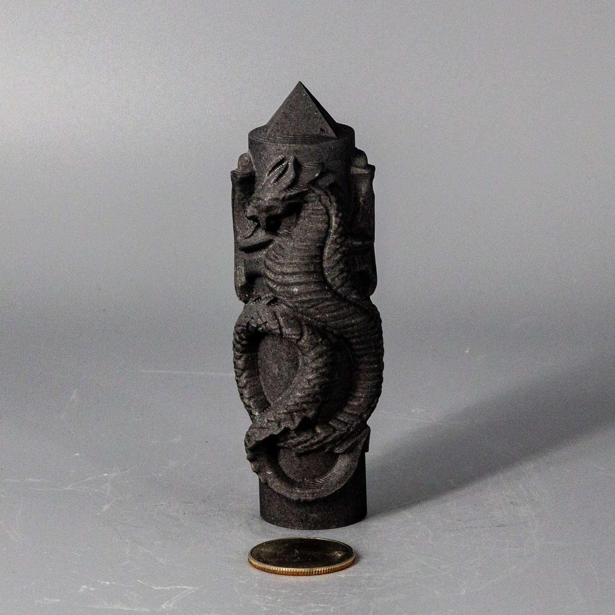 Selenite Shungite Crystal CNC Carved Dragon Tower Art