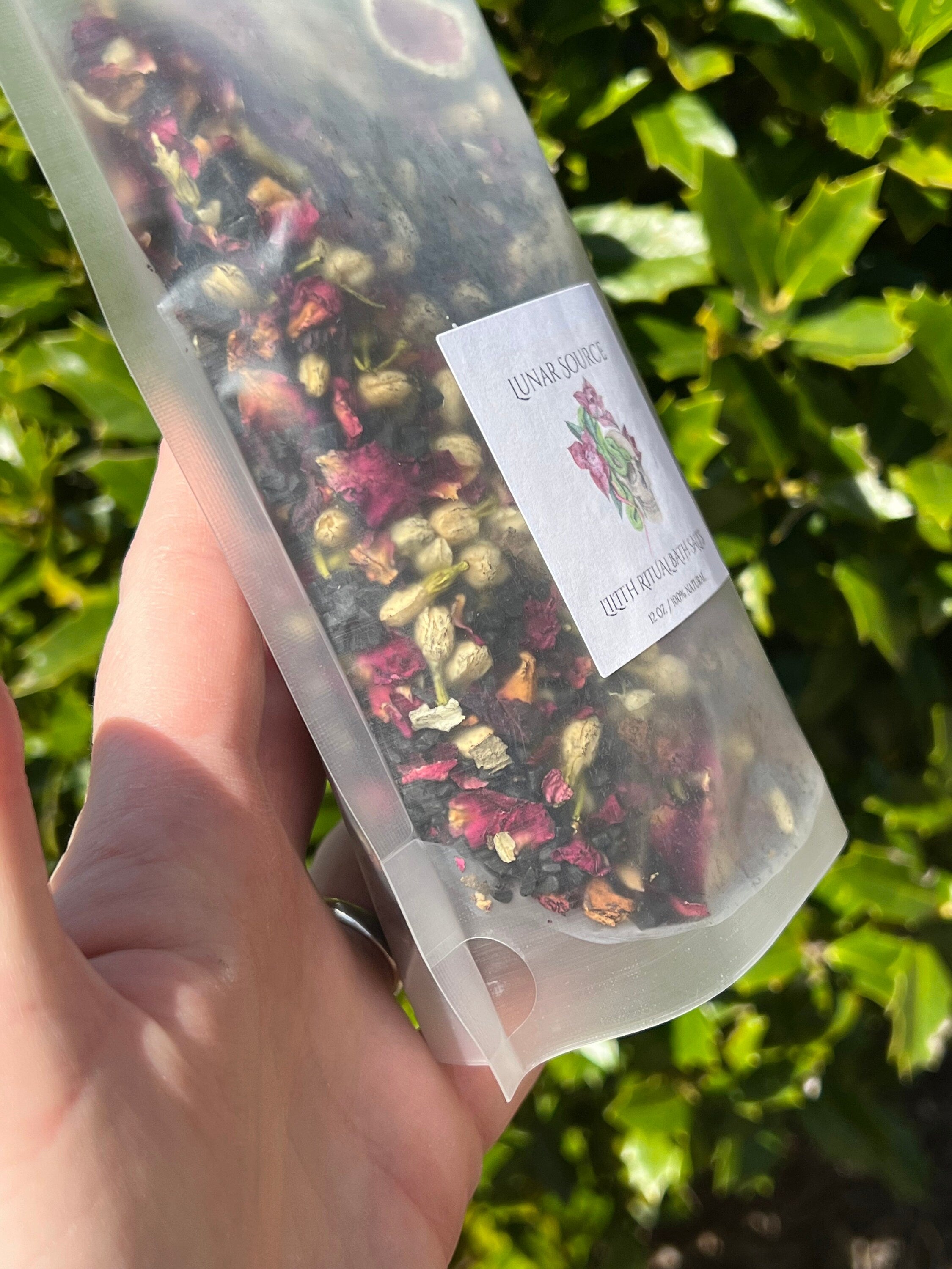 Lilith Ritual Bath Salts | Dark Moon Goddess Offering Lilit Temptress Witchy Devotional Pagan Deity Herbal Carnelian Crystal Black Salt Soak